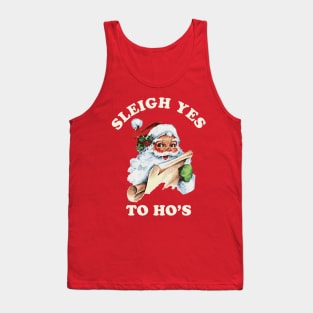 Vintage Christmas Santa Claus Face Sleigh Yes to Ho's Tank Top